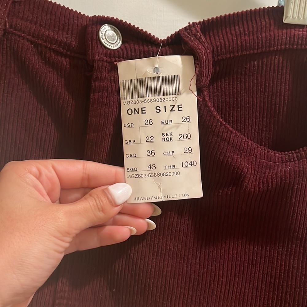 Brandy Melville, maroon, corduroy skirt